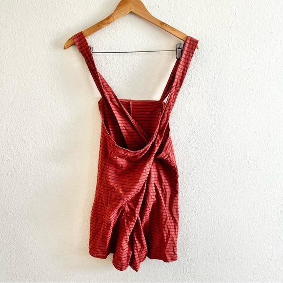Forever 21 Red Striped Tie Strap Romper Overalls Sz S - Picture 6 of 7